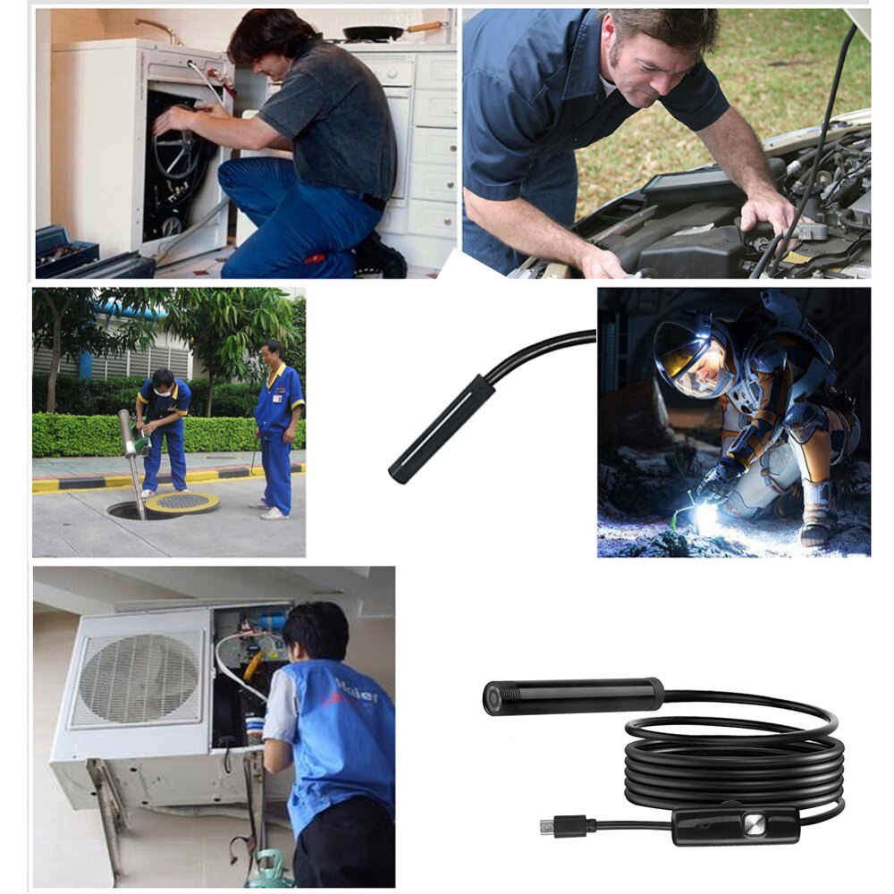 kebidumei Waterproof HD 720P 7mm USB Endoscope 6 LED 1M Endoscope Inspection Camera For Android Smart Phone PC
