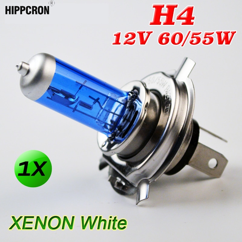 Hippcron H4 12V 60/55W Halogeenlamp Xenon Heldere Donkerblauw Glas Roestvrij Staal Base Auto Super witte Auto Mistlamp