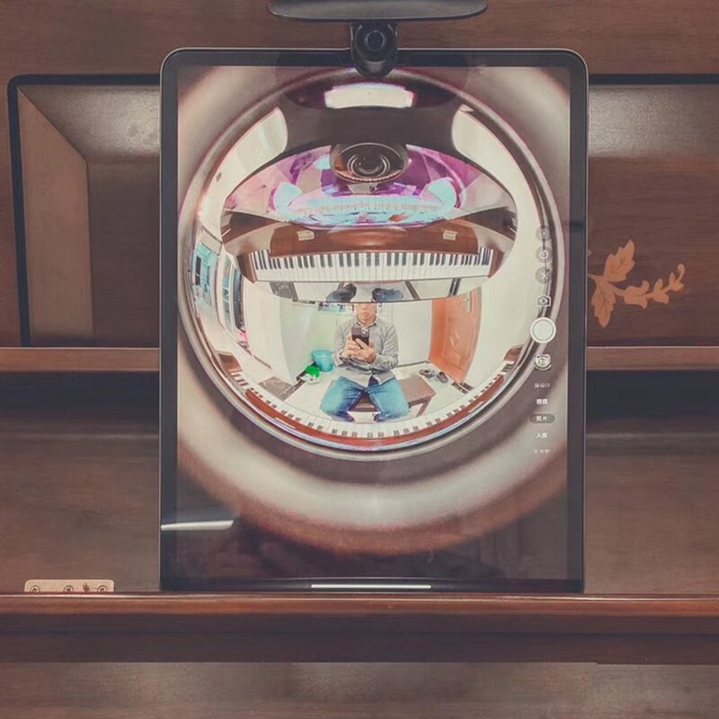 Sparring de la clase en línea, tiro superior, iPad, lente de ojo de pez, pantalla de dos divisiones de alto ángulo, lente de Sparring VIP