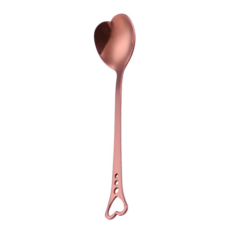 En forme de coeur amour Couple cuillère créative en acier inoxydable café thé Dessert Stiring cuillère arc-en-ciel noir 1 pièces: 3
