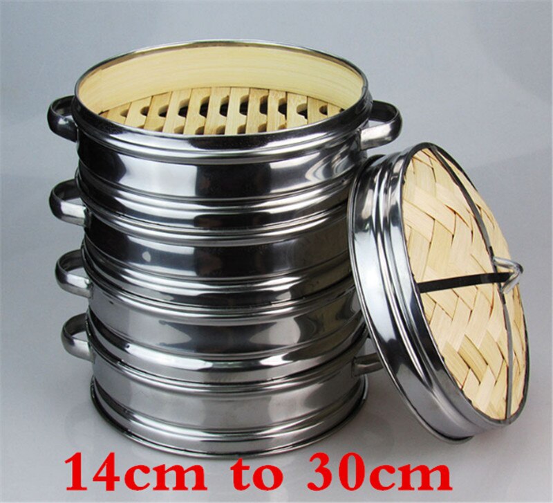 14 à 30cm inox batterie de cuisine bambou cuiseur vapeur avec couvercle cuisine chinoise ustensiles de cuisine pour la cuisson poisson lever pâtes légumes Dim