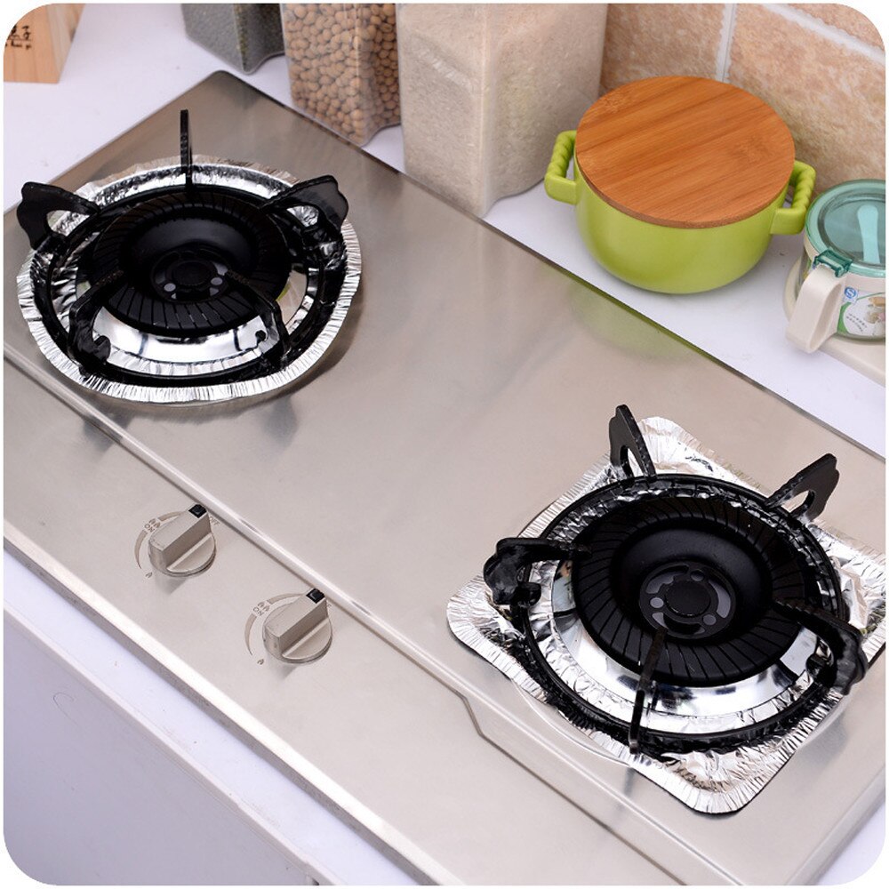 20pcs Kitchen Gas stove aluminum foil paper high temperature resistant gas stove gas stove foil oil-proof cleaning pad 20 pieces