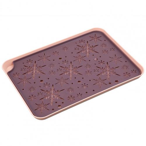 Kitchen Quick Drain Storage Tray Eco-friendly Hollow Pattern Plastic Rectangular Dessert Tray Supplies for Home: Purple L