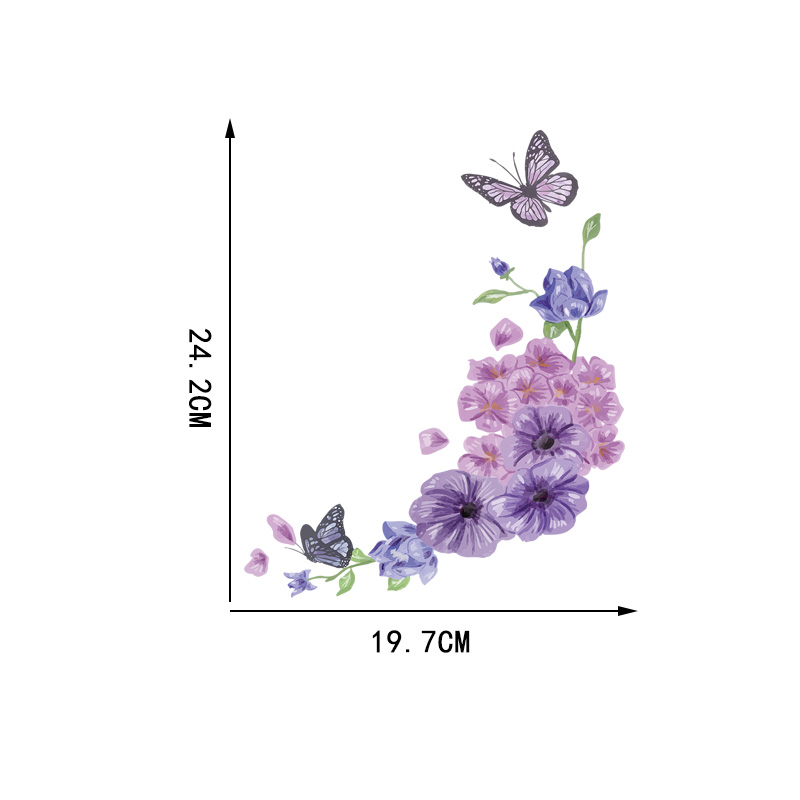 Zttzdy 19.7 × 24.2cm lilla sommerfugl blomst stue vægdekoration moderne toilet wc klistermærker  t2-1416