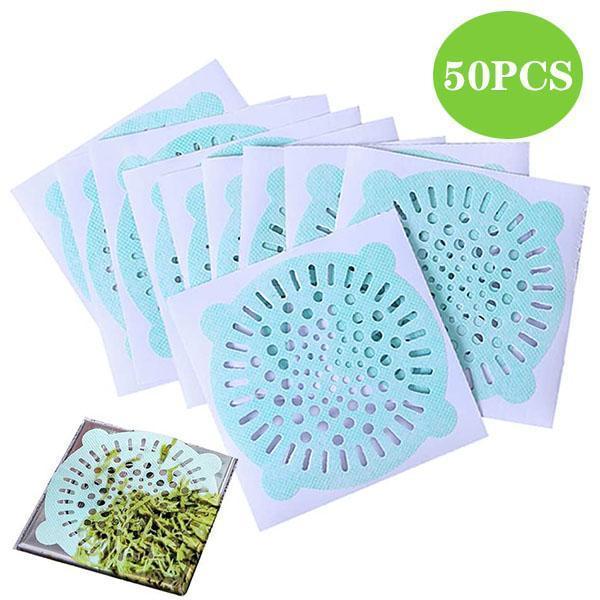 50PCS Universal Disposable Sink Filter One-time floor drain sticker Portable Drain Outlet Filter Hair Floor Floor Drain Stickers