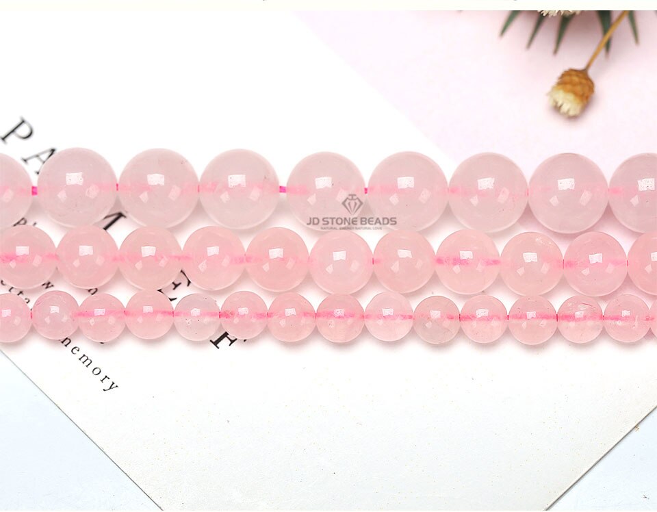 Cuentas redondas sueltas de cristal rosa de cuarzo Natural para fabricación de joyas, collar y pulsera, bricolaje, 4, 6, 8, 10, 12 MM,: NATURAL SMOOTH / 6mm63pcs 1lot