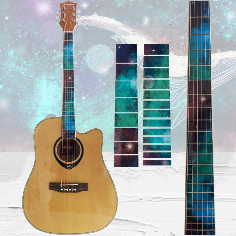 Gitaar fretboard stickers inlay glitter sticker gitaarhals kop guitarra bas ukelele dunne sticker guitarra accessoires