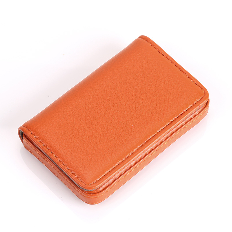 1pc PU Leather Business Card Holder With Magnetic Buckle Slim Pocket Name Card Holder Large Capacity Portable Credit Card Case: Black&Red