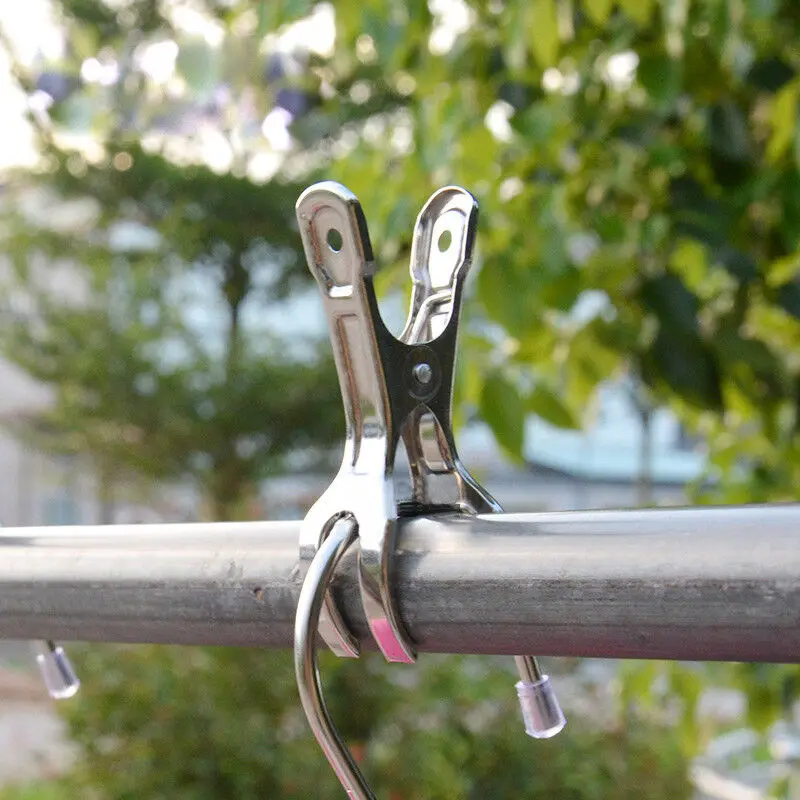 6 uds 9Cm Clip de tela de acero inoxidable resistente Clips grandes para toallas de playa pinzas para ropa alfileres Clips colgantes de Metal para toallas de ropa