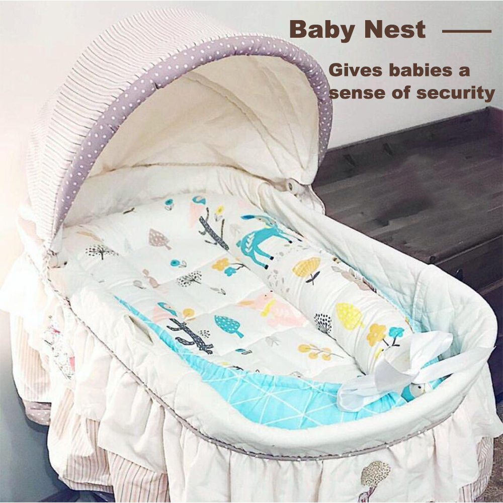 Baby reden seng bærbar krybbe rejse seng bassinet kofanger baby reden seng sikker beskyttelse naturlig bomuld til babyer spædbarn  hm0004