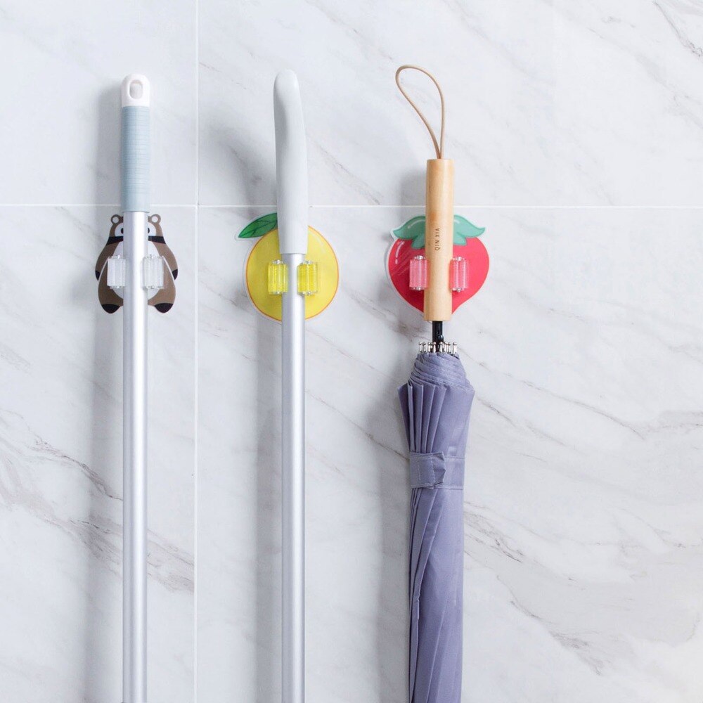 Wall Mounted Mop Holder Broom Gripper Umbrella Hanger Hook Brush Holder Rack Shelf Bathroom Organizer Rack