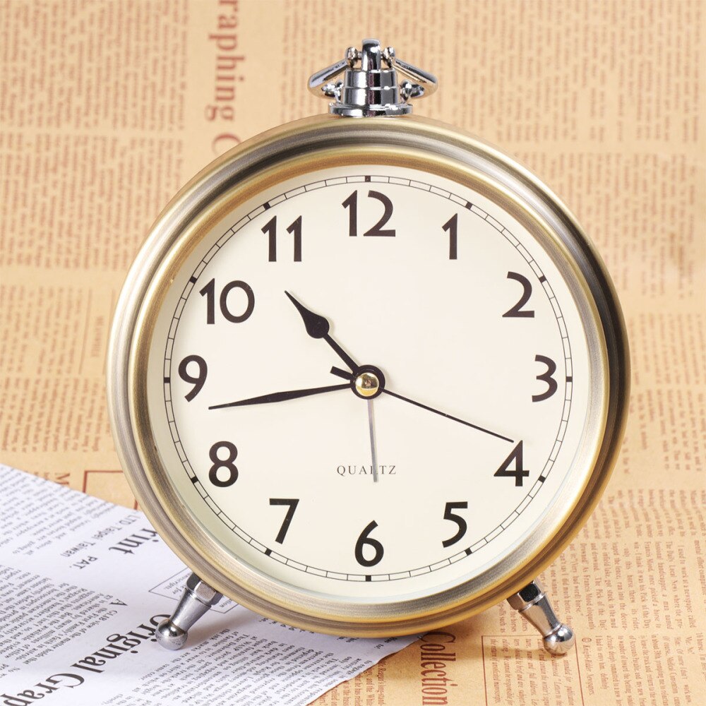 Metal Alarm Clock Roman Numerals Table Bedside Silent Alarm Clock Sweep Seconds Alarm Clock