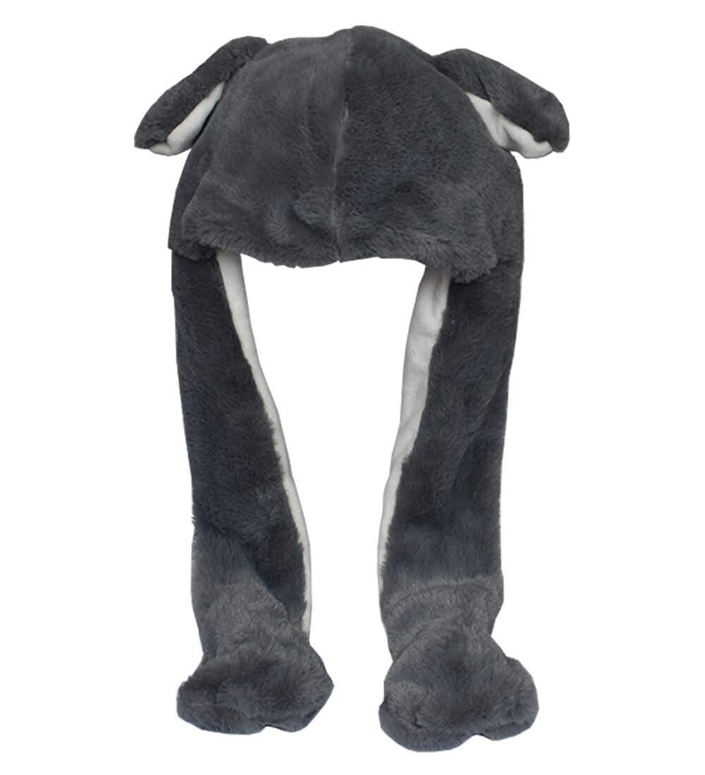 DOUBCHOW Ear Moving Cute Plush Grey Wolf Animal Hat with Paws for Adults Teenagers Kids Boys Girls Costume Winter Hats Beanie