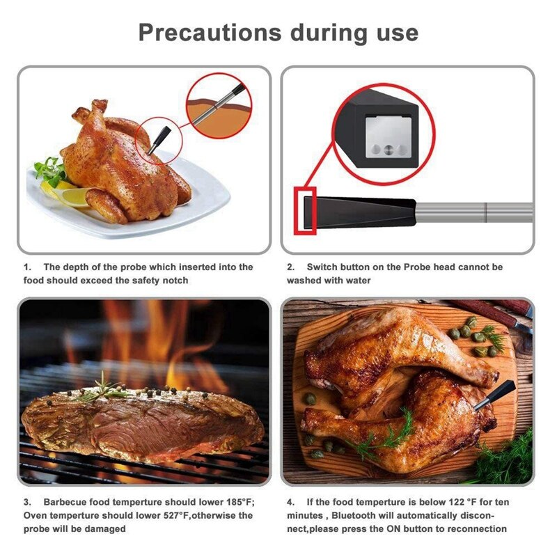 Trådløs kød mad bøf termometer til ovn grill grill ryger rotisserie køkken smart digital bluetooth grill tilbehør