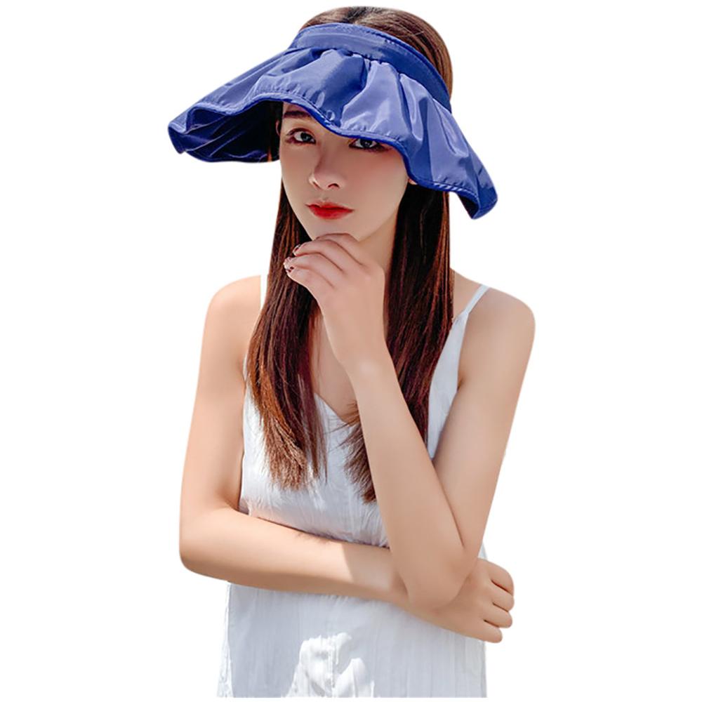 Sommer kvinders store brede kant sol hat kvinder foldbar sol hat bred strand hatte shell hatbeach uv beskyttelse cap: Flåde