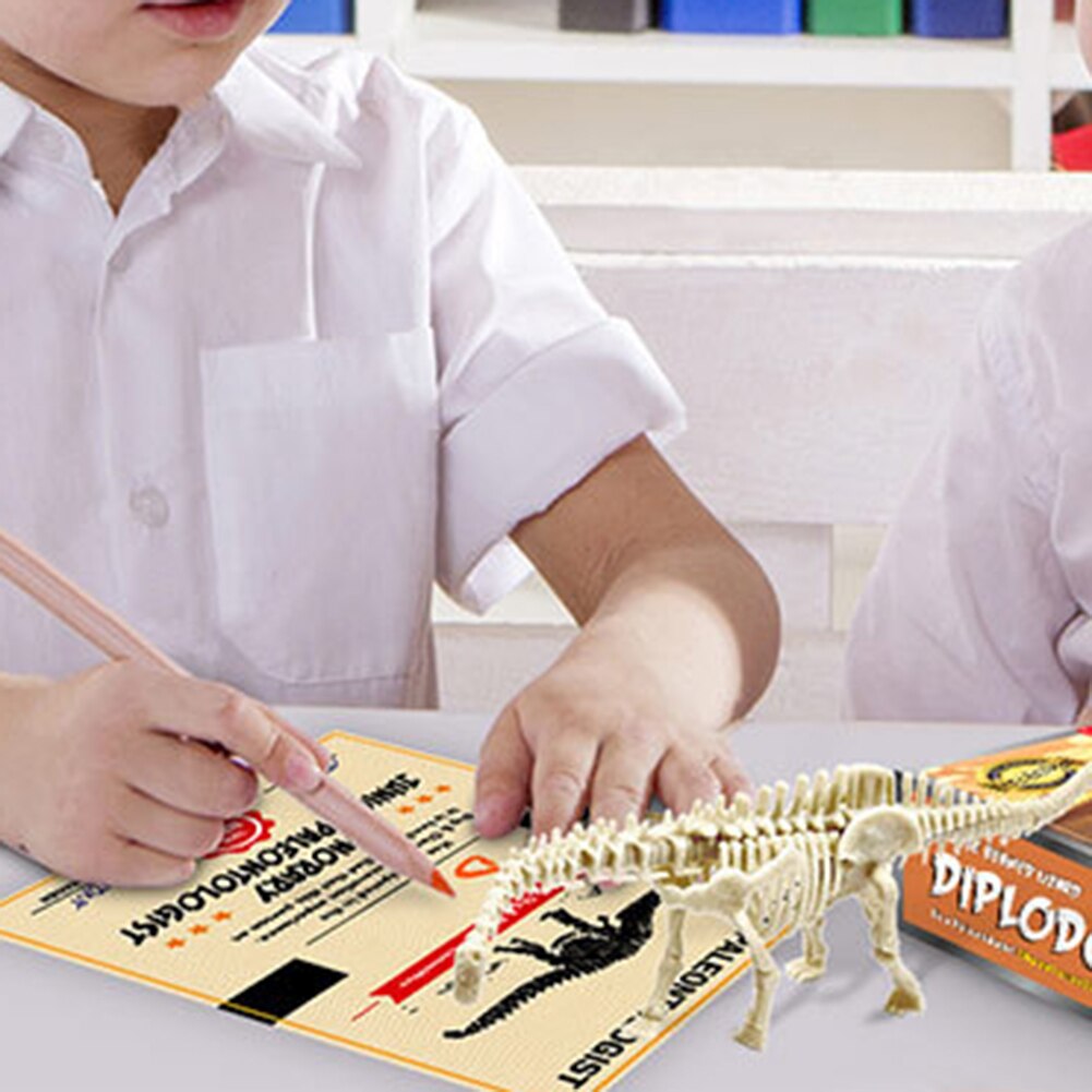 Kids Diy Vergadering Dinosaurus Skelet Opgraving Graven Kit Archeologische Speelgoed