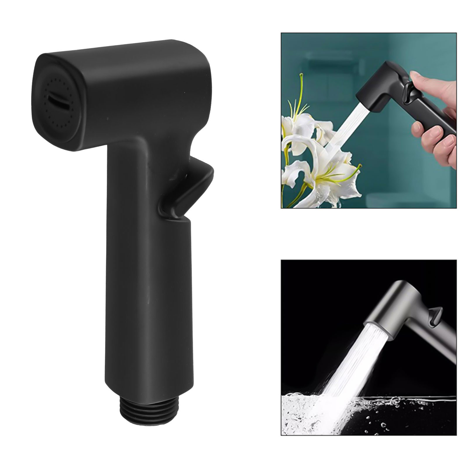 Bidet brusersæt håndholdt bidet sprøjte kraftig skylning nem at installere luksus til badeværelse elegant sort