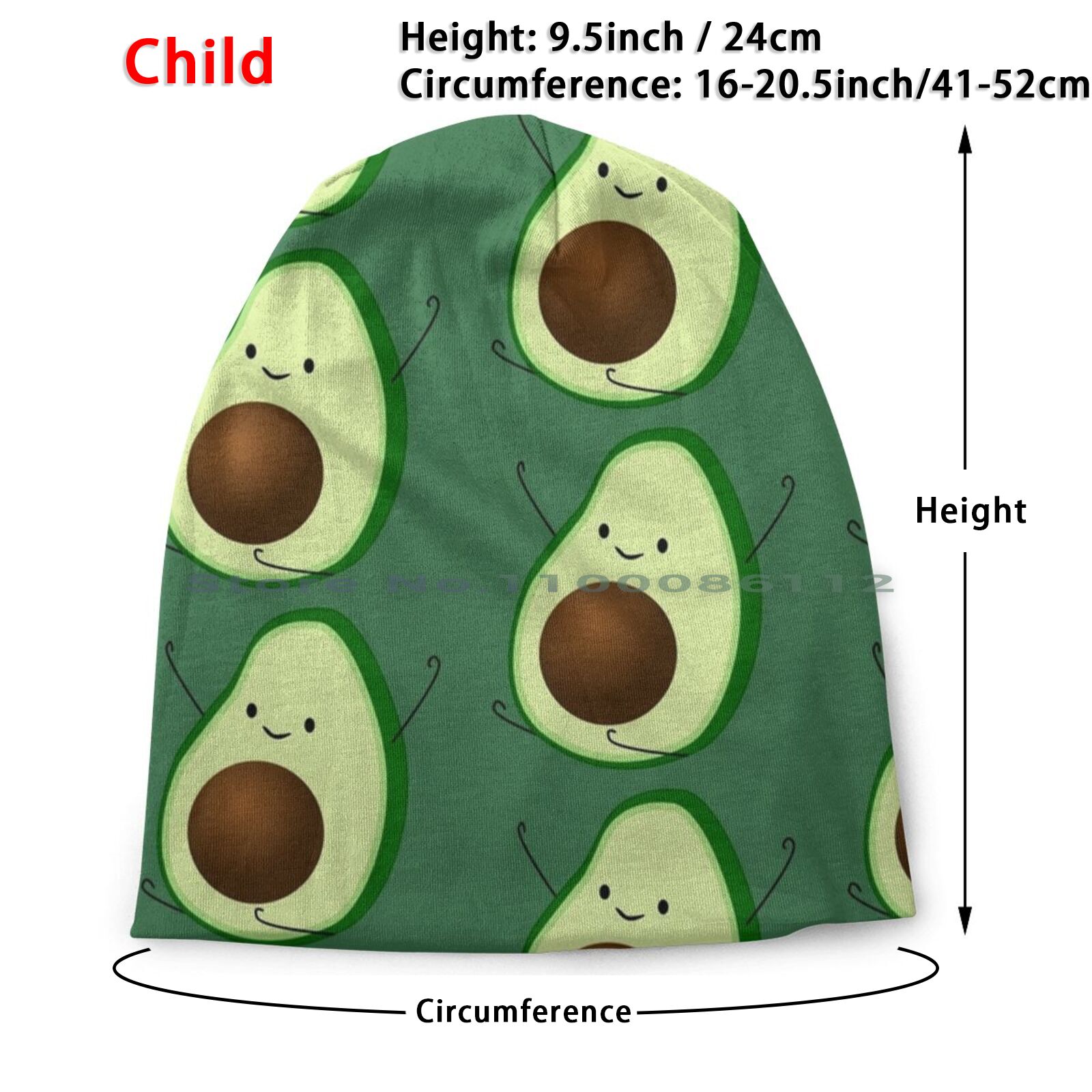 Sombrero de pescador plegable con forma de aguacate para exteriores, gorra de pescador con de aguacate, vegana, feliz y saludable, color verde, Avi: Child Knit Hat