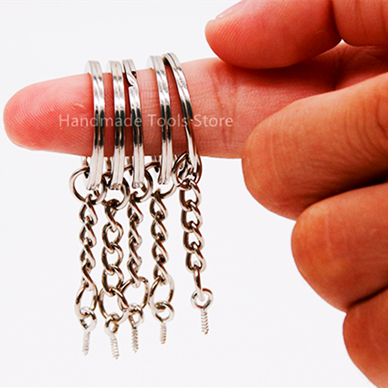 10/20PCS Pottery Clay Making Tools Metal Keychain DIY Ceramic Polymer Clay Handmade Material Metal Circle Claw Nails Pendant