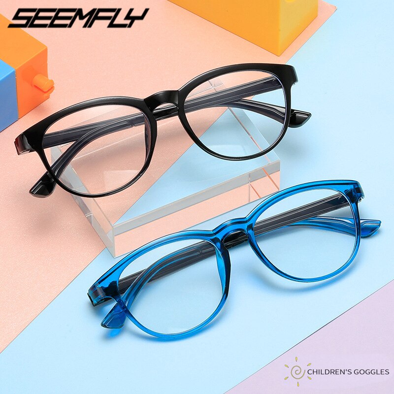 Seemfly-gafas antirayos azules para bebés, gafas de seguridad para niños, gafas de computadora con espejo liso, lentes transparentes para niños