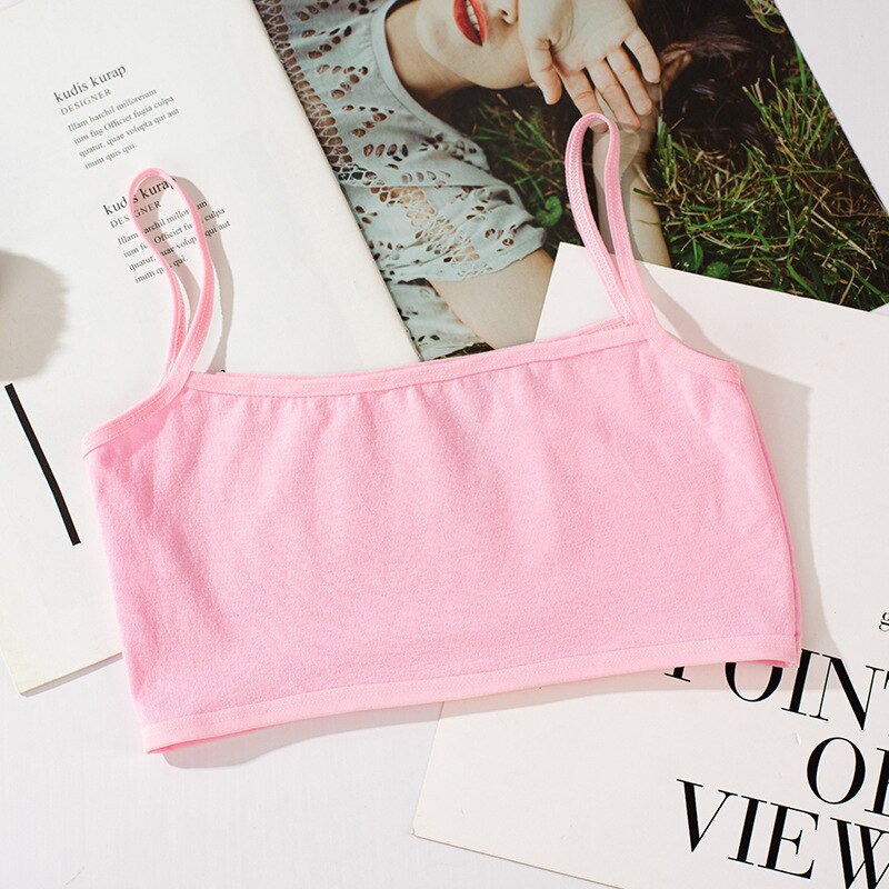 Sostén de entrenamiento para niñas, sujetador de chica joven de algodón, ropa interior para adolescentes de verano, ropa para pubertad: pink