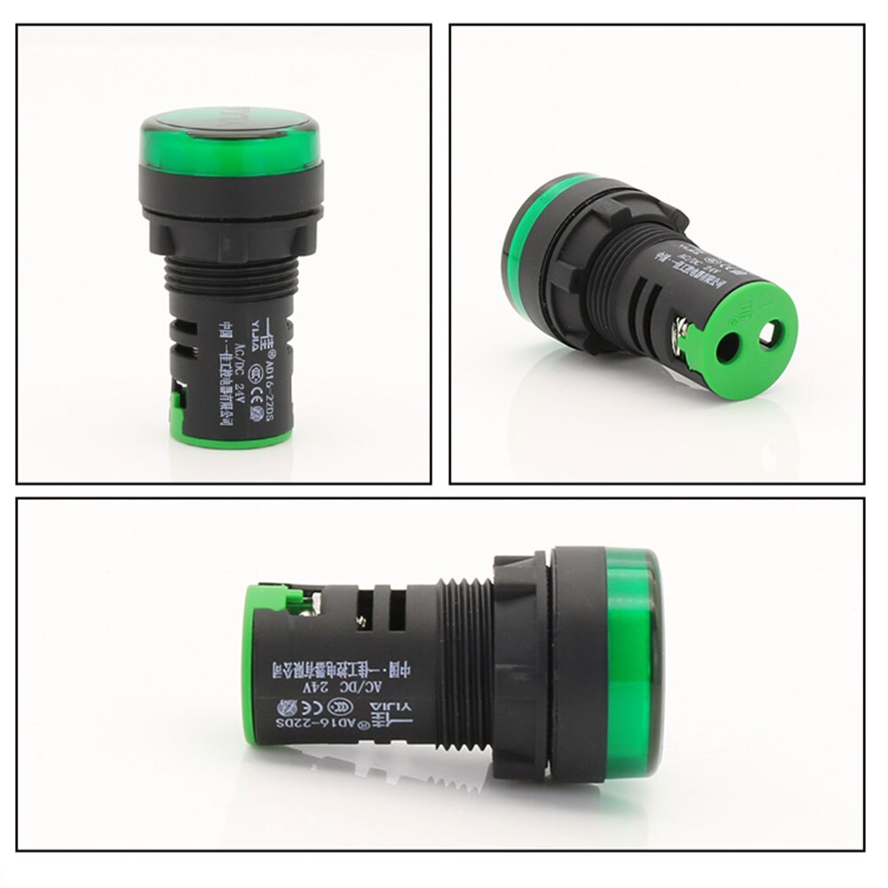 YIJIA 22mm 12V 24V 110V 220V AC DC LED Indicator Light Pilot Signal Lamp RED YELLOW GREEN AD16-22DS
