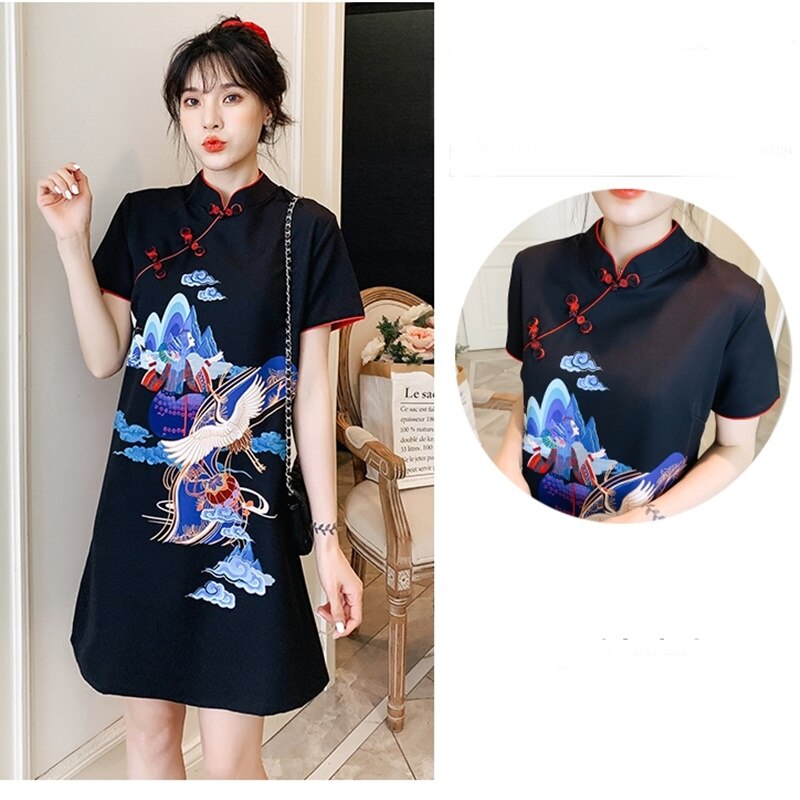 Ladies Dresses Traditional Chinese Dress Qipao Robe Vintage Femme Cheongsam Plus Size Summer Clothes 11208