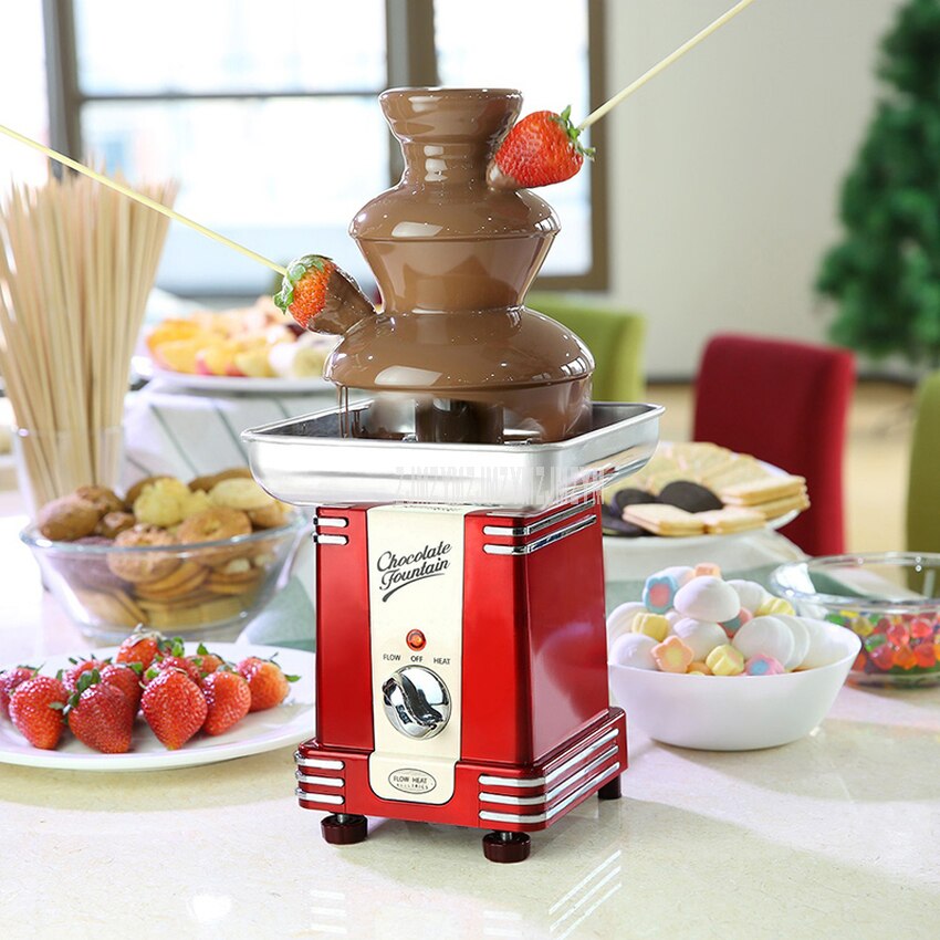 220V Mini Chocolate Fountain Retro Chocolate Waterfall 70w Household 3 Layer DIY Mixer Heating Fondue Machine