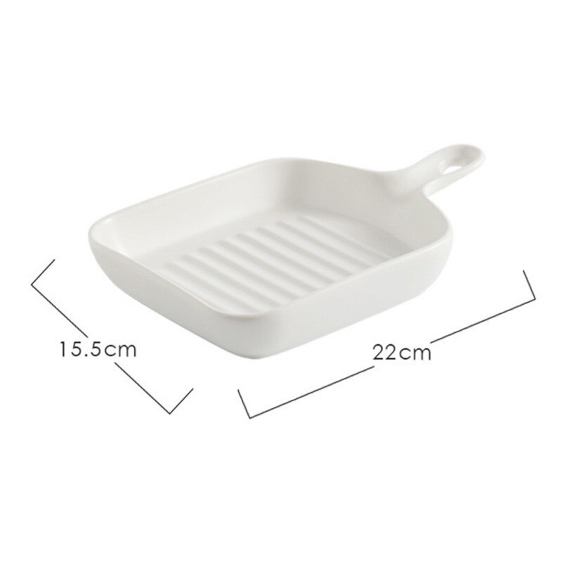 Solidt håndtag keramisk plade rund firkantet uregelmæssig glasur porcelæn bageplade western bøf bakke dessert retter plade: W