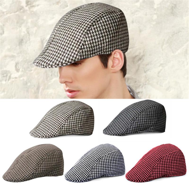 Enkelt houndstooth mønster utendørs varm holde golf beret flat cap casual peaked cap golf hatt for menn og kvinner