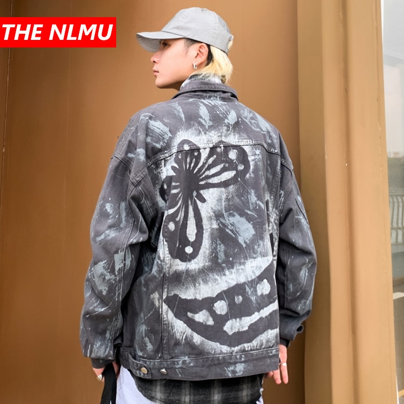 Graffiti Print Vlinder Denim Jassen Streetwear Hip Hop Casual Punk Rock Jeans Jas Jassen Uitloper Hipster Tops WQ175