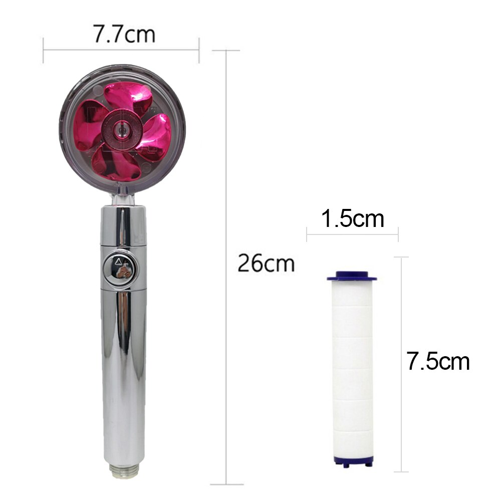 Turbocharged Shower Head Propeller Shower Head High Pressure Set 360 Rotate Golden Fan Turbocharge Pure Rainfall Helix Eco Showe: A5-With Filter
