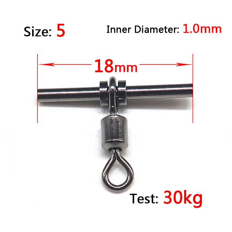 Minfishing-grúa de línea cruzada giratoria de 3 vías, conector de gancho de pesca de acero inoxidable, níquel negro, 25 unids/lote