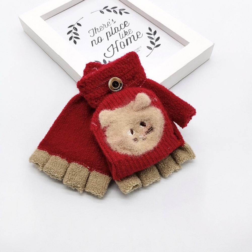 hotest warm socks Toddler Baby Winter Warm Knitted Convertible Flip Top Fingerless Mittens Gloves: red