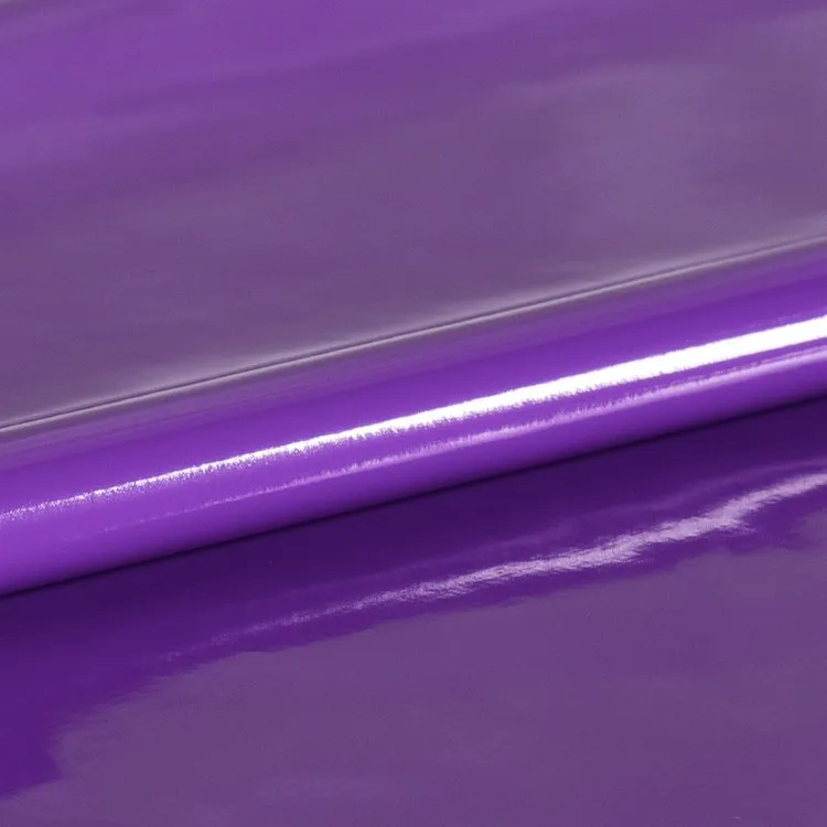 Shiny Glossy Soft Vinyl Patent Leather Fabric Elastic PVC Fabric Material for Dress Upholstery 140CM Wide Sold By Meter: XXL / PURPLE