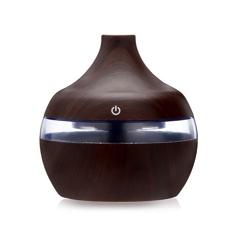 Colorful LED Light Electric Humidifier Aroma Oil Diffuser Ultrasonic Wood Grain Air Humidifier USB Mini Mist Maker for home: 300 ml-1