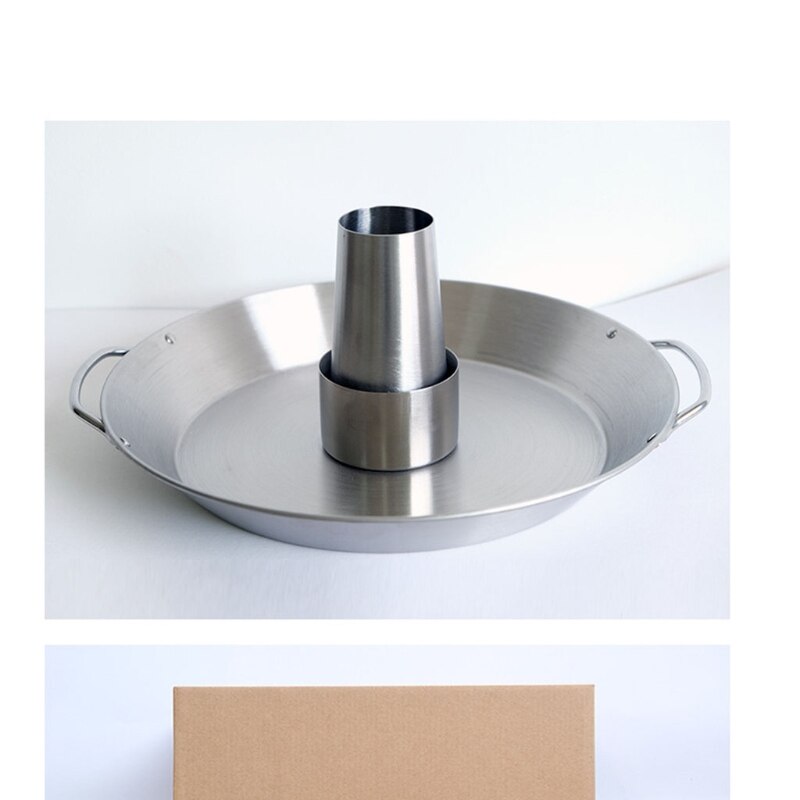 Ronde Gebraden Kip Pan Met Dubbele Handgrepen Turkije Grill Barbecue Beugel Draagbare Roestvrij Staal Bbq Holder Tool Kits