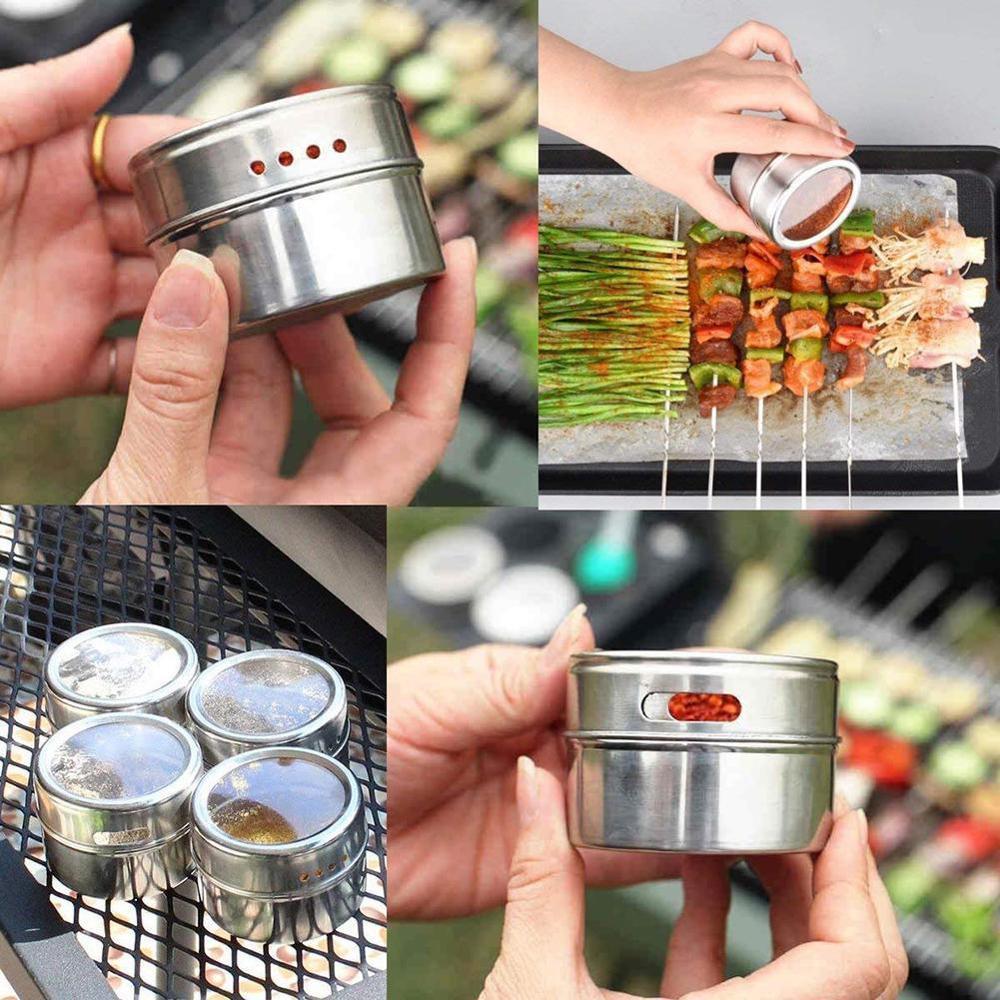 1PC Stainless Steel Magnetic Spice Jar Set Spice Tins Spice Storage Container Pepper Seasoning Sprays Tools Spice Jar