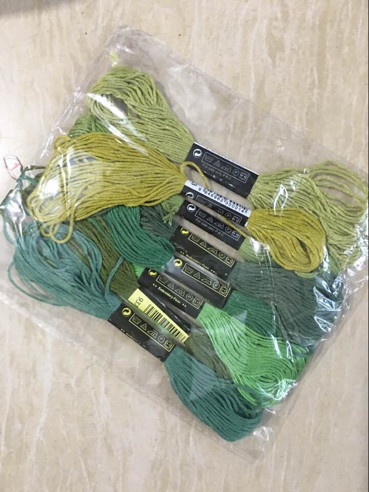 8pcs/lot Similar Color Threads Cross Stitch Floss 6 Shares Embroidery Thread Sewing Skeins Craft For Handmade Accessories: Green Range Floss