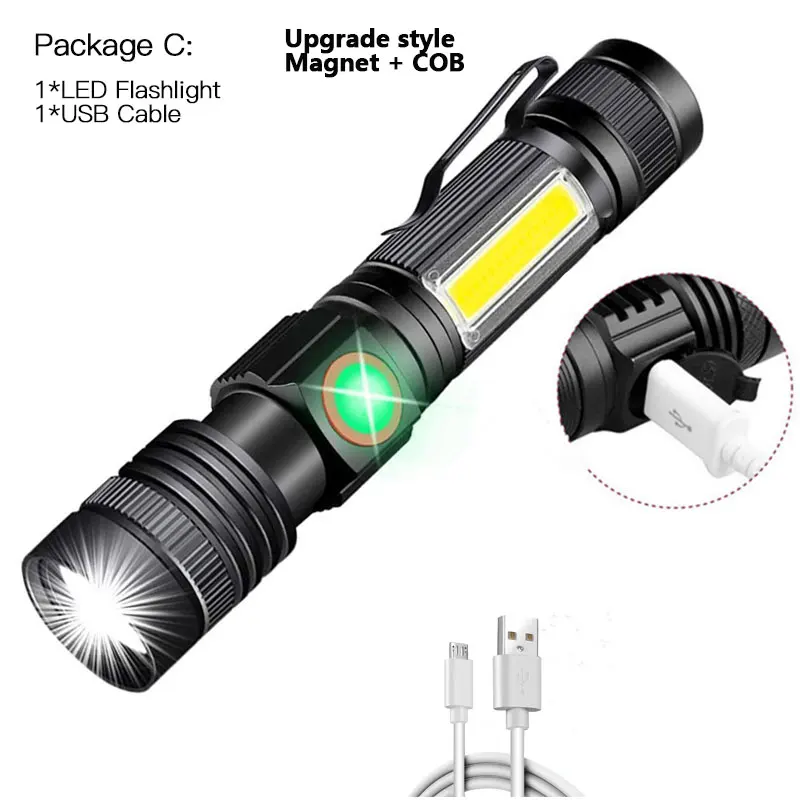 Linterna LED ultrabrillante recargable por USB, luz de bicicleta T6, batería 18650, para ciclismo al aire libre: Verde