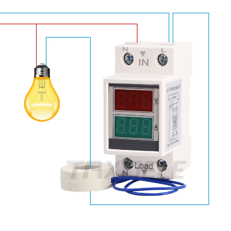 DIN rail AC 160-275V 0-100A 60A Voltmeter Ampèremeter Led Display Spanning Stroom Meter met Transformator