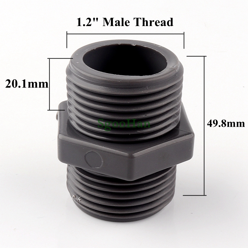 1/2"~2" Male Thread Equal Diameter 20mm~63mm Joints Garden Irrigation PVC Nipple Connector Fish Tank Coupler Adapter Tube Joints: 5pcs / 1.2 inch male thread