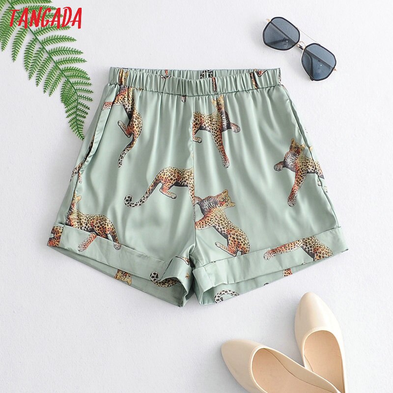 Tangada kvinder animal print print toppe shorts sæt kulør 2 stykke sæt skjorte og shorts 3 w 157