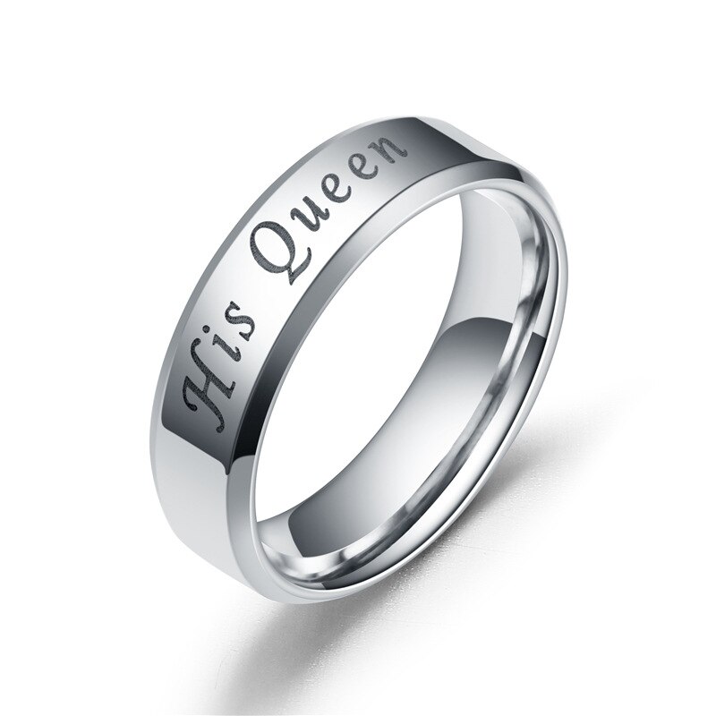 Shouman Roestvrij Staal Paar Koning Koningin Bruiloft Band Ringen Voor Lovers Promise Valentijnsdag Aanwezig: 8 / women