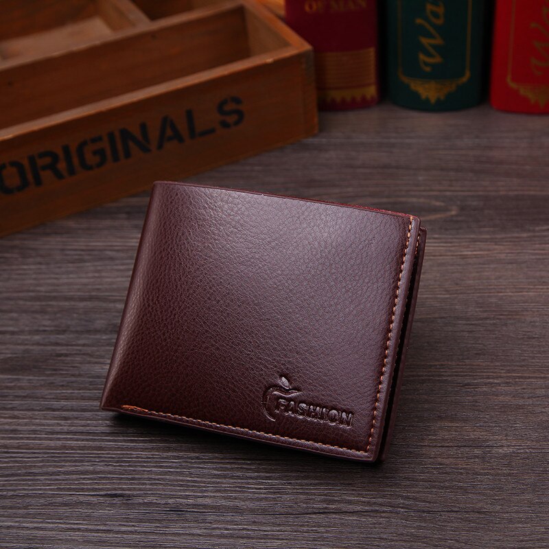 Mens Business PU Leather Wallet Credit Card Holder Purse Pockets Zipper Compartments Short Purse Men Wallets