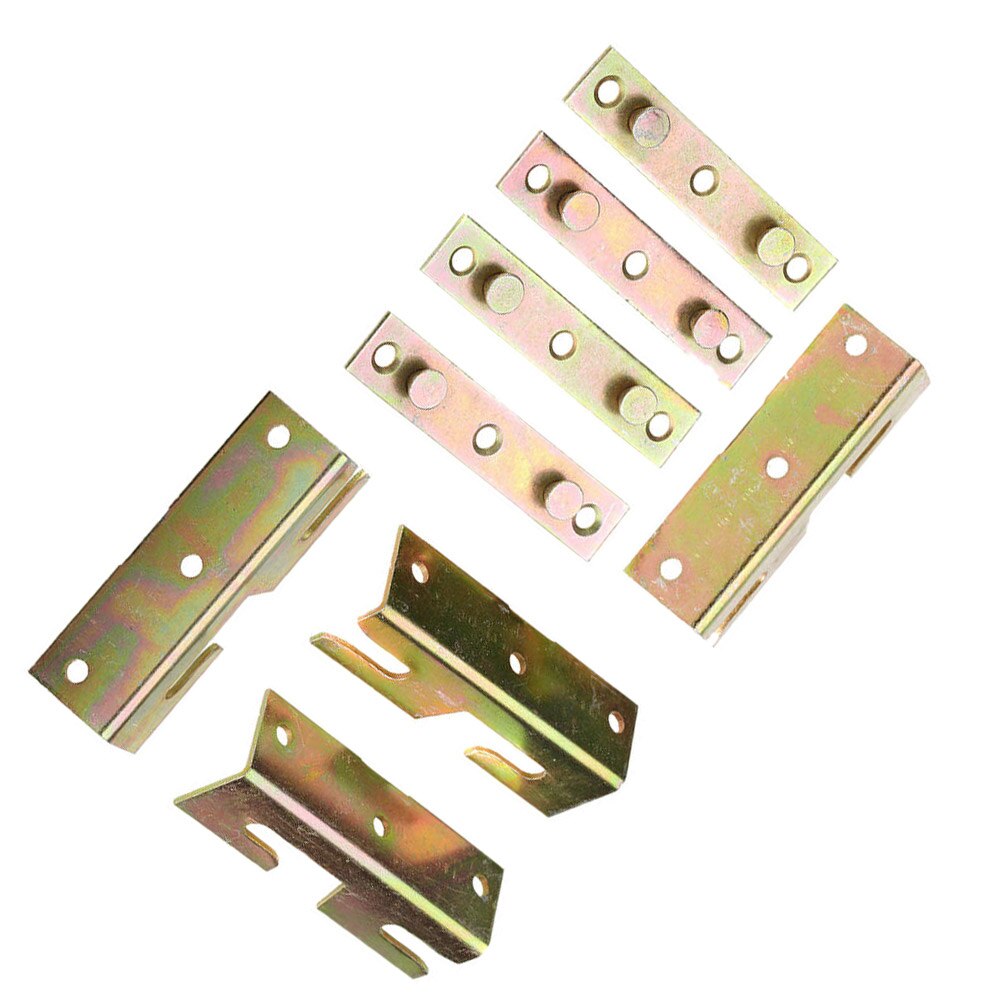 4pc Iron Fittings Connectors Wood Bed Fittings Connectors Brackets Bed Hinge Rail Brackets Furniture Hardware Accessories