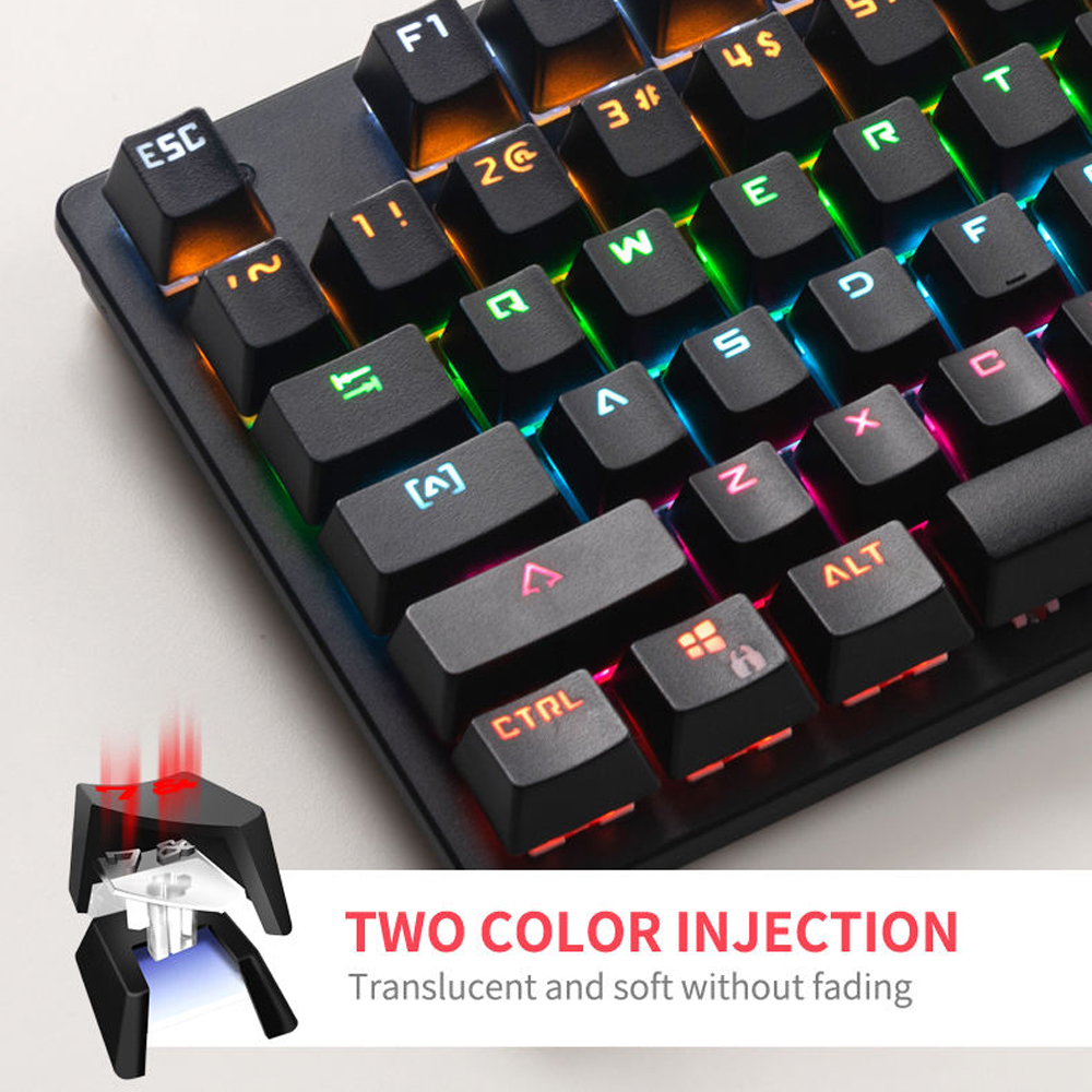 KB-K113 clavier mécanique 80% facteur de forme 87 touches clavier de jeu filaire touche complète échangeable à rétro-éclairage rvb pour ordinateur portable