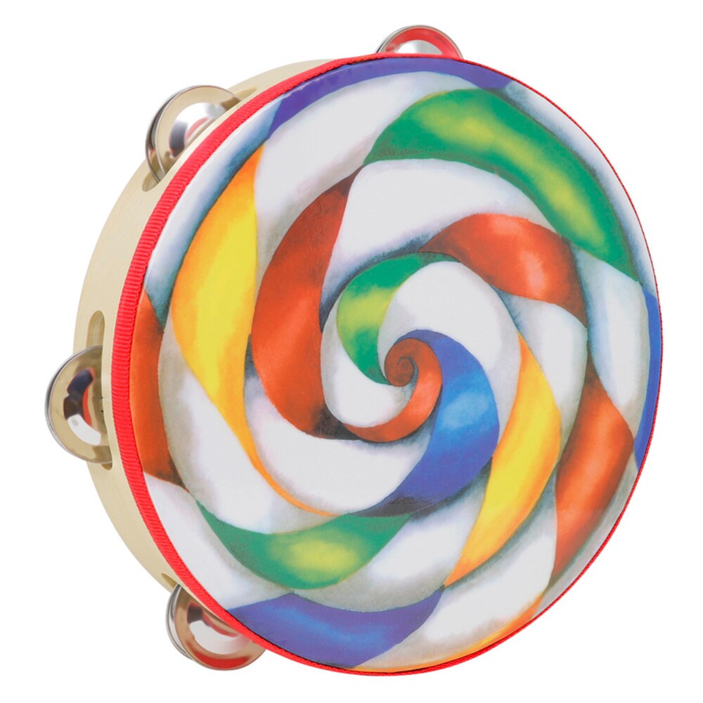 1pc Handheld Tamburin Lutscher Muster Trommel Glocke Percussion Instrument