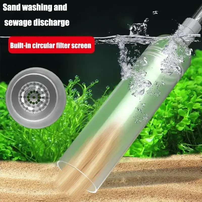 Kit de herramientas de limpieza para lavado de hielo y cambio de agua, sifón para acuario, grava al vacío/arena, con tubo de extensión, grande