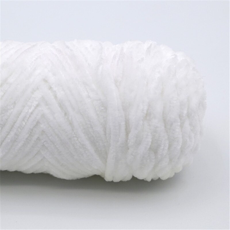 1 Roll Chenille Yarn Threads Knitting Velvet Yarn Crochet DIY Knitting Yarn Craft For Cardigan Scarf Baby Blanket Crochet: White